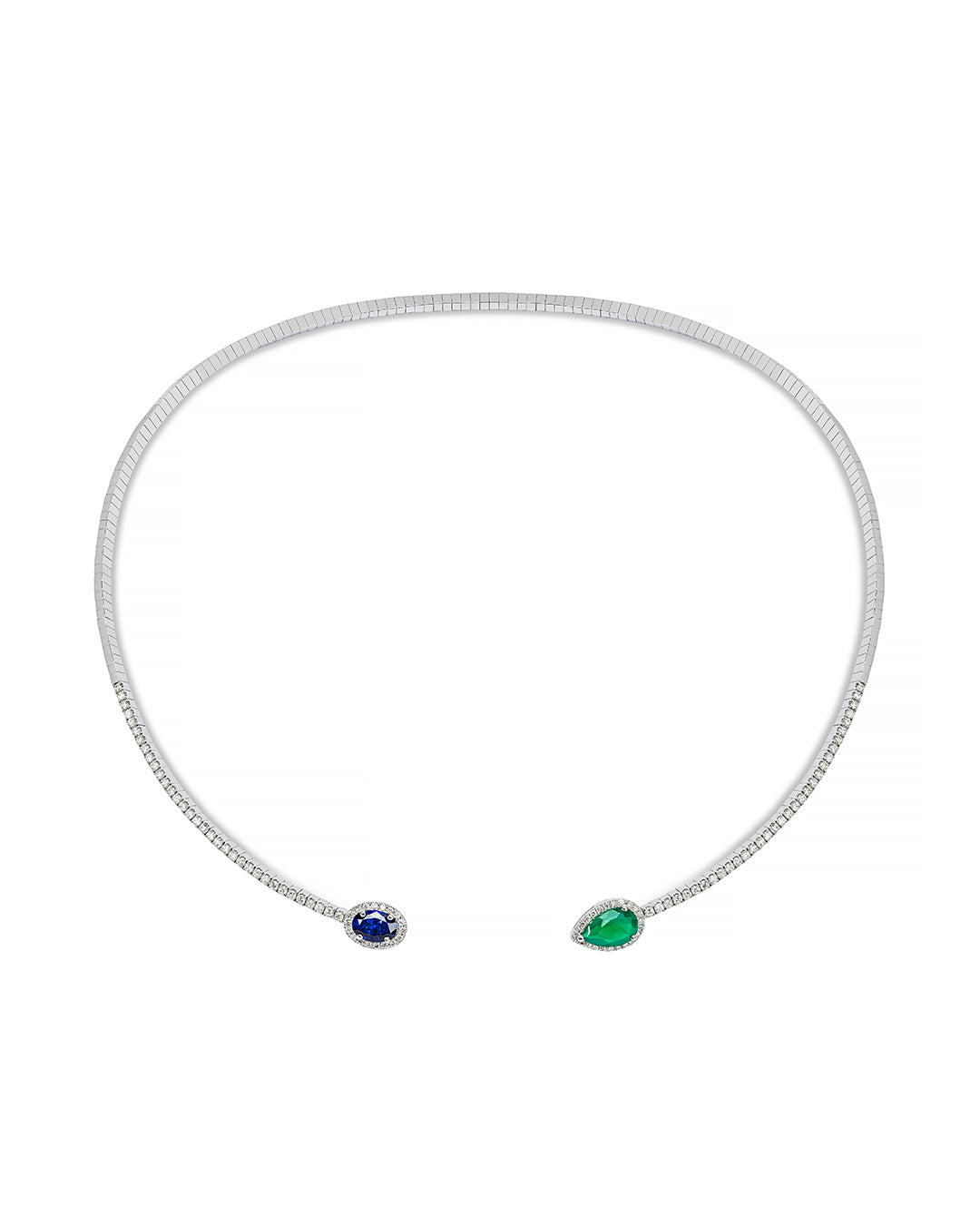 White Gold 18k Choker with Diamonds and Color Stones