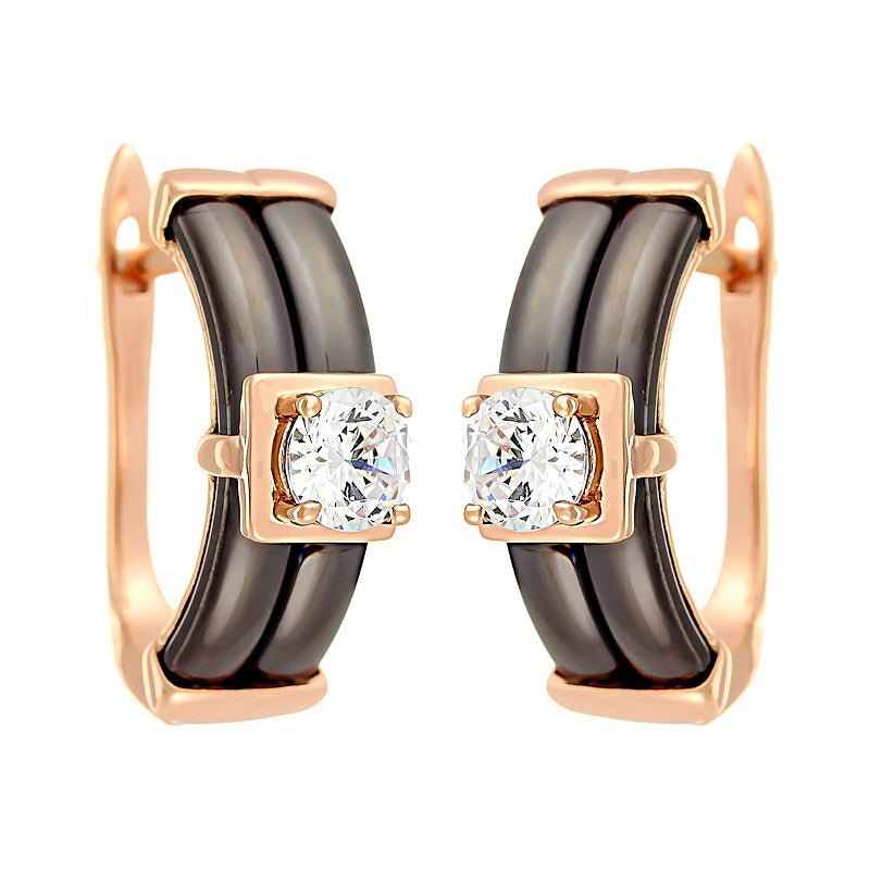 Rose Gold & Ceramic Elegance Earrings