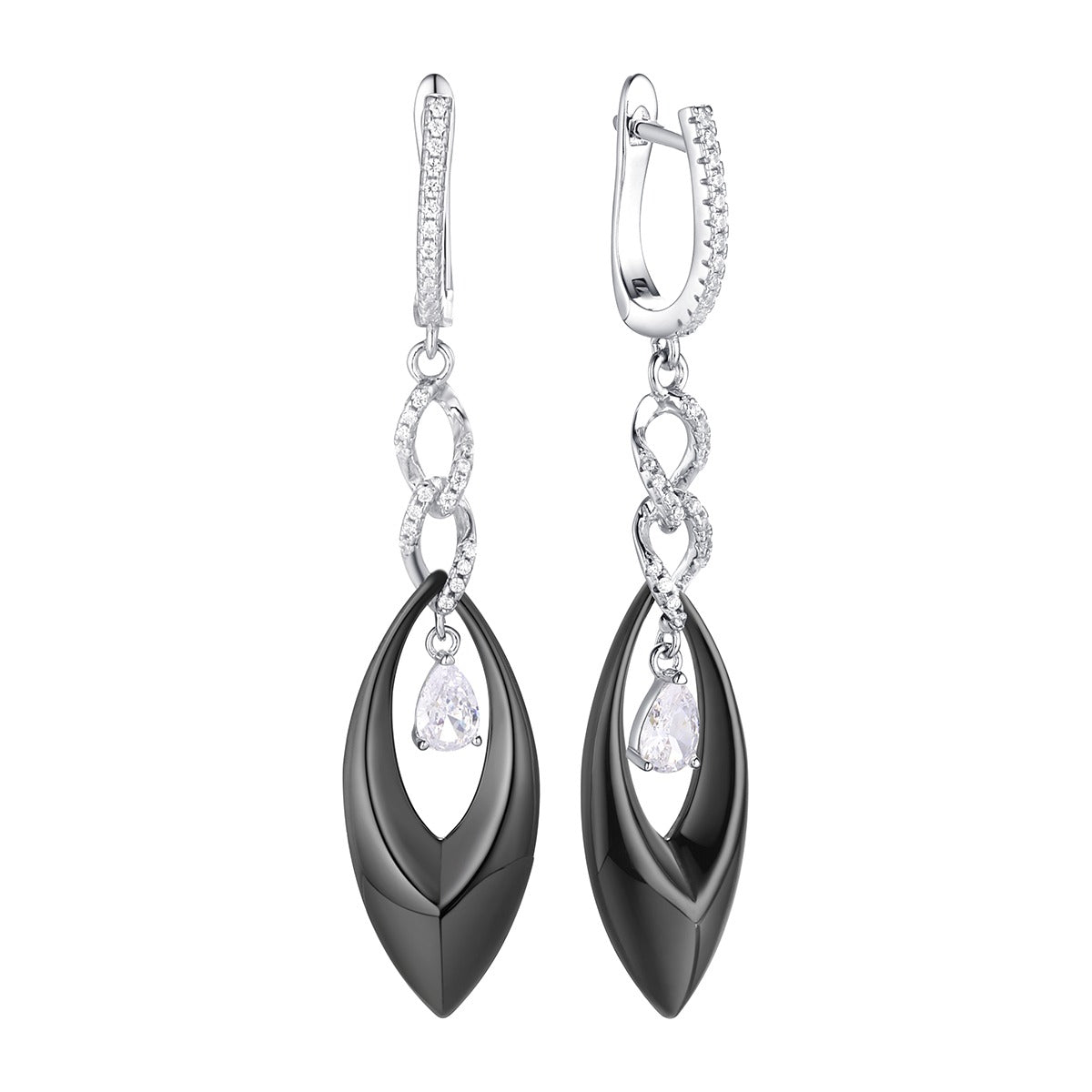 Black Teardrop Ceramic Earrings