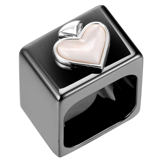 Elegant Ceramic Ring with Heart Accent