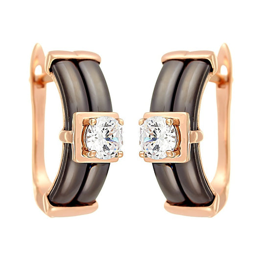 Rose Gold &amp; Ceramic Elegance Earrings