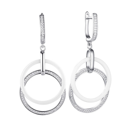 🤍 Interlocking Ceramic Circle Earrings