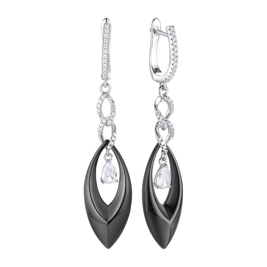 Black Teardrop Ceramic Earrings